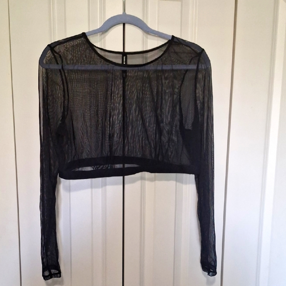 Sheer Black Crop Top 2x
